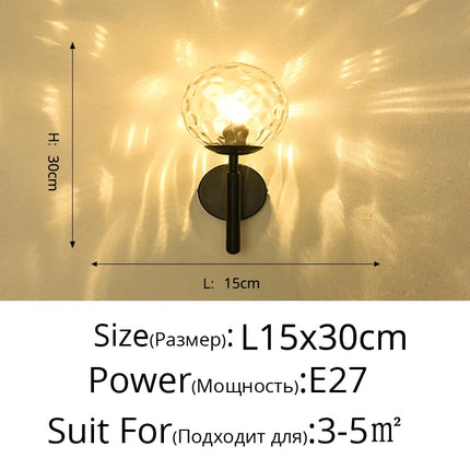 Applique murale nordique en verre motif eau forgée luxueuse — LZ4X9P