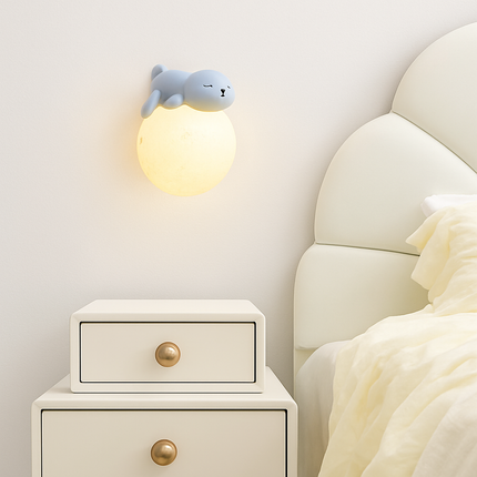 Applique murale animaux lune, ours, lapin astronaute pour chambre enfant — LZ4X9Q
