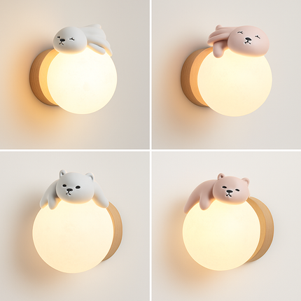 Applique murale animaux lune, ours, lapin astronaute pour chambre enfant — LZ4X9Q