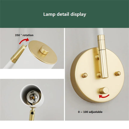 Applique murale pivotante en fer style nordique moderne réglable — LZ4X9Q2B