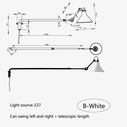 Applique murale moderne rétractable avec éclairage ajustable pour lecture — LZ4X9P