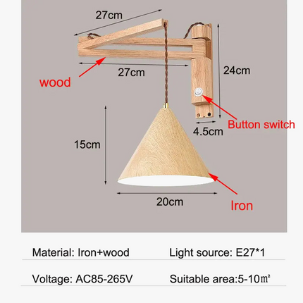 Applique murale pliable en bois style japonais nordique — LZ4X9T2