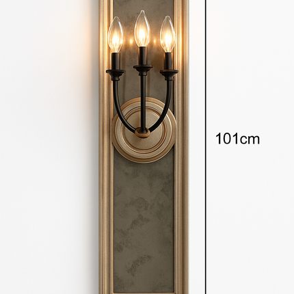 Applique murale rétro américaine avec cadre miroir et lampe bougie ancienne — LZ4X9QJ