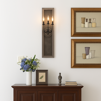 Applique murale rétro américaine avec cadre miroir et lampe bougie ancienne — LZ4X9QJ