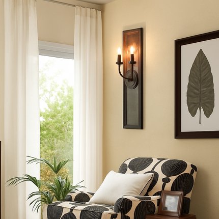 Applique murale rétro américaine avec cadre miroir et lampe bougie ancienne — LZ4X9QJ