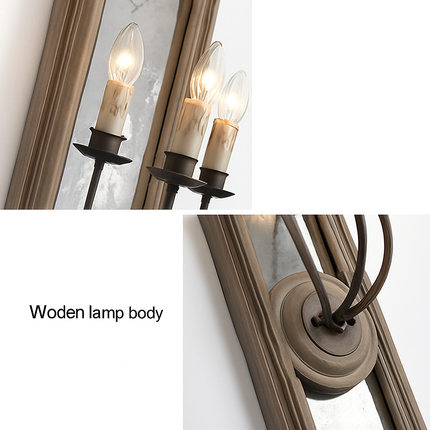 Applique murale rétro américaine avec cadre miroir et lampe bougie ancienne — LZ4X9QJ