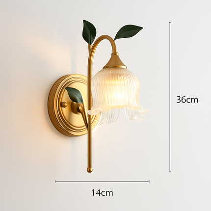 Applique murale LED style rétro campagne dorée à feuille verte — LZ4X9Q2