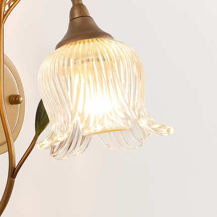 Applique murale LED style rétro campagne dorée à feuille verte — LZ4X9Q2