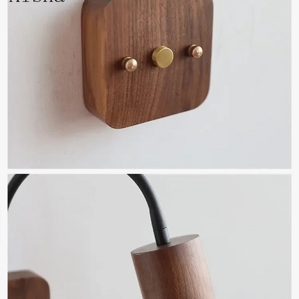 applique murale rétro en bois créative et rotative pour intérieur