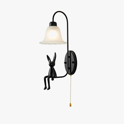 Applique murale rétro en verre noir avec interrupteur à tirette — LZ4Q7M9