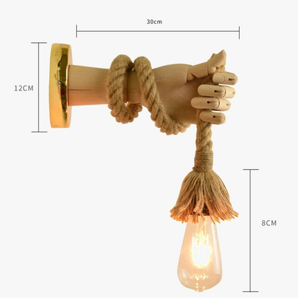 Applique murale industrielle en bois et chanvre pour bar et restaurant — LZ4G7XQ