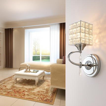 Applique murale rétro en métal avec abat-jour en verre cristal et LED — LZ4D7Q9