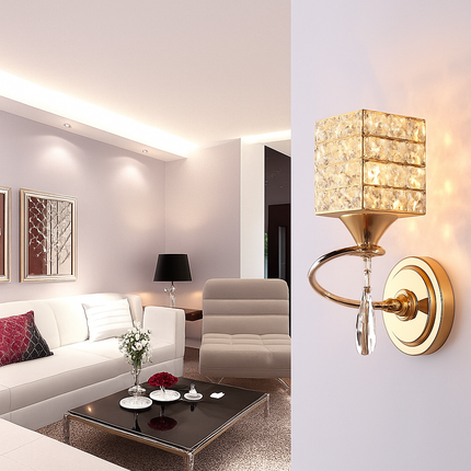 Applique murale rétro en métal avec abat-jour en verre cristal et LED — LZ4D7Q9
