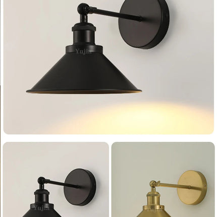 Applique murale rétro en fer et laiton avec LED réglable — LZ4X9Q2