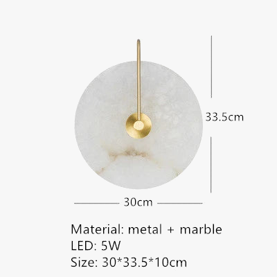 Applique murale ronde en marbre naturel et cuivre — LZ4X9T1