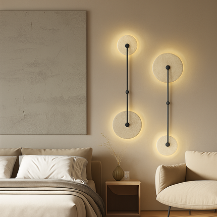Applique murale ronde en travertin avec éclairage LED d’ambiance — LZ4P9XQ
