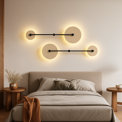 Applique murale ronde en travertin avec éclairage LED d’ambiance — LZ4P9XQ