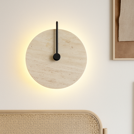 Applique murale ronde en travertin avec éclairage LED d’ambiance — LZ4P9XQ