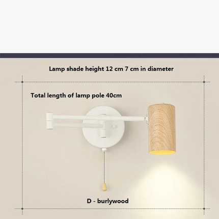 Applique murale en bois avec bras pivotant réglable — LZ4N7Q2