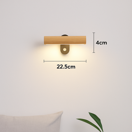 Applique murale en bois minimaliste rotative avec interrupteur LED — LZ4X9P2