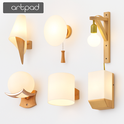 Applique murale scandinave en bois et verre pour intérieur — LZ4X9T2