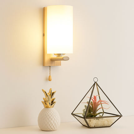 Applique murale scandinave en bois et verre pour intérieur — LZ4X9T2