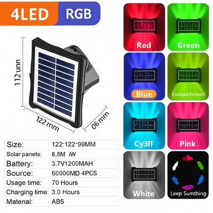 Applique murale LED solaire étanche pour extérieur jardin et balcon — LZ4N7Q2
