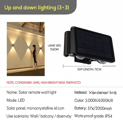 Applique murale LED solaire étanche pour éclairage extérieur de jardin — LZ4X9P2