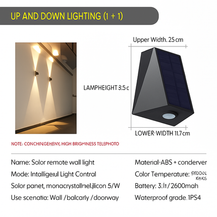 Applique murale LED solaire étanche pour éclairage extérieur de jardin — LZ4X9P2