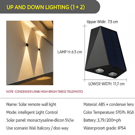 Applique murale LED solaire étanche pour éclairage extérieur de jardin — LZ4X9P2