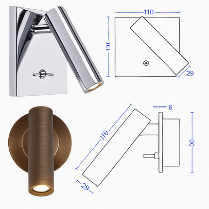 Applique murale spot LED avec tube orientable — LZ4X9T1
