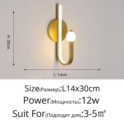 Applique murale nordique en cuivre doré avec éclairage LED tamisé — LZ4XJ9