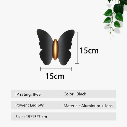 Applique murale étanche design papillon pour éclairage extérieur moderne — LZ4X9T2
