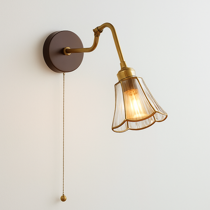 Applique murale vintage avec chaîne et base en bois — LZ4T9XQ