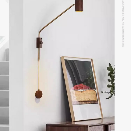 Applique murale vintage en bois à bras oscillant pour hôtel et café — LZ4X9T2