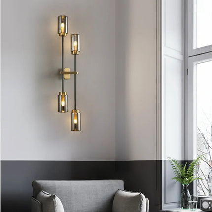 Applique murale vintage en verre et métal doré lumineux design — LZ4X9T2