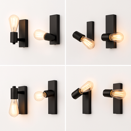 Applique murale noire pivotante 350° E26 E27 pour intérieur moderne — LZ4X9P
