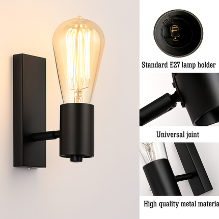 Applique murale noire pivotante 350° E26 E27 pour intérieur moderne — LZ4X9P