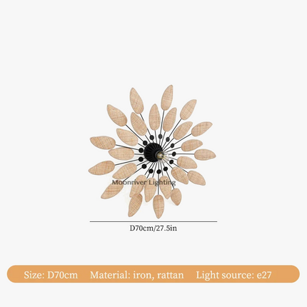 Applique murale en rotin style wabi sabi pour intérieur et salon de thé — LZ4XJ9