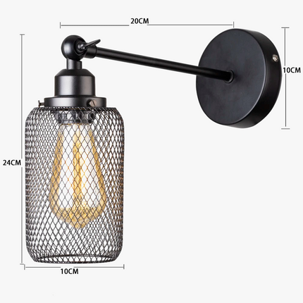 Applique murale industrielle en fer forgé avec LED E27 pour salon et chambre — LZ4X9T2