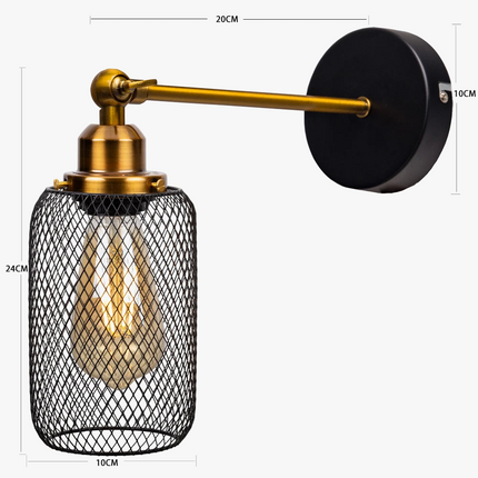 Applique murale industrielle en fer forgé avec LED E27 pour salon et chambre — LZ4X9T2