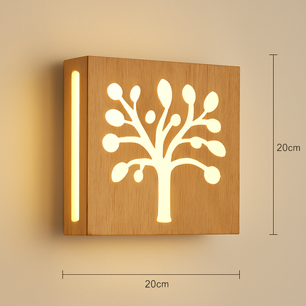 Applique murale scandinave bois avec abat-jour en verre LED — LZ4X9T2