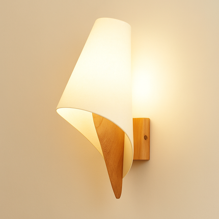 Applique murale scandinave bois avec abat-jour en verre LED — LZ4X9T2
