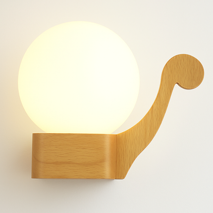 Applique murale scandinave bois avec abat-jour en verre LED — LZ4X9T2