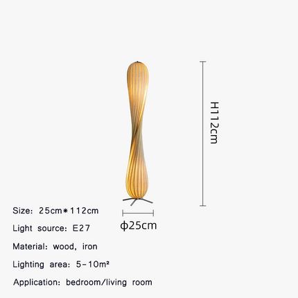 Lampadaire LED bois moderne spirale avec gradation pour salon — LZ4X9P2