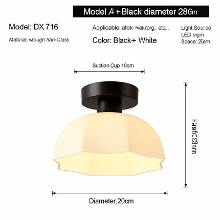 Plafonnier LED en céramique et verre pour couloir et balcon E27 — LZ4X9T