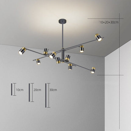 Lustre LED avec barre métallique et spots orientables Caeli — LZ4X9M