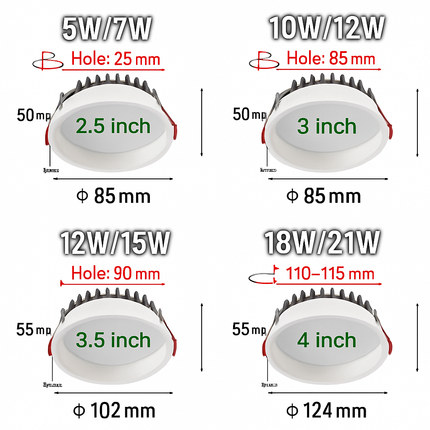 encastré led spot anti-éblouissement aluminium projecteur à intensité variable