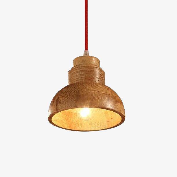 Suspension moderne LED en bois avec abat-jour arrondi Craft