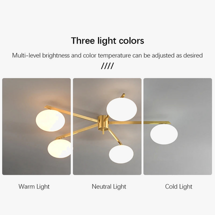 Suspension LED galet en verre français et cuivre crème — LZ4X9P